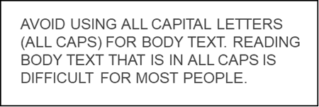 Text written using all capital letters.