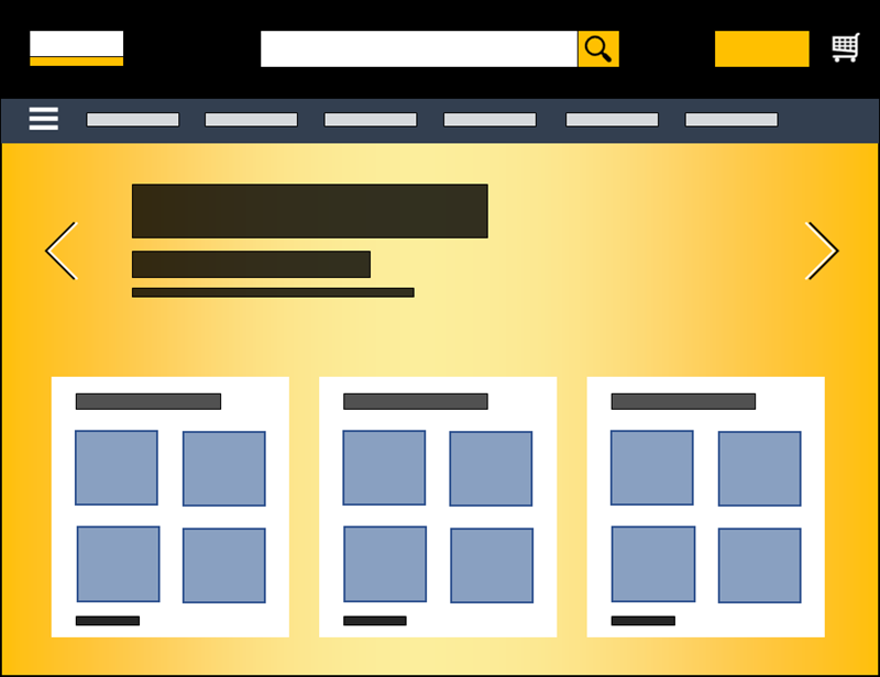 A simplified web page using colored blocks to indicate the layout. The image is fully described in the following text.
